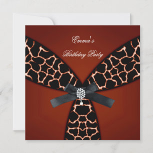 Invitación Partido de Cumpleaños Elegante Rojo Negro Blanco D