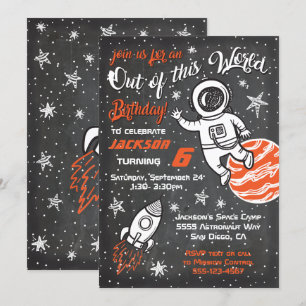 Invitación Partido de cumpleaños espacial Astronauta Chalkboa
