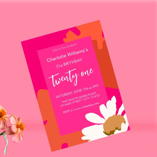 Invitación Partido de cumpleaños floral de Daisy, de rosa cal (Subido por el creador)