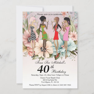 Invitación Partido de cumpleaños floral de primavera para adu