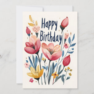 Invitación Partido de cumpleaños floral ilustrado