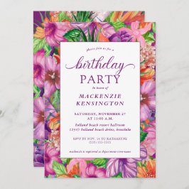 Invitación Partido de cumpleaños floral tropical moderno