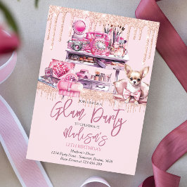 Invitación Partido de cumpleaños Glam Makeup