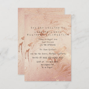 Invitación Partido de Cumpleaños Glam Pink Powder Gold Rubor
