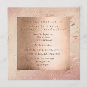 Invitación Partido de Cumpleaños Glam Pink Powder Gold Rubor