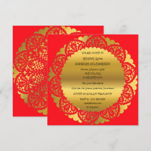 Invitación Partido de Cumpleaños Golden Red Wine Lace Glam