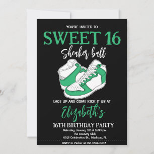 Invitación Partido de cumpleaños Green Sneaker Bash