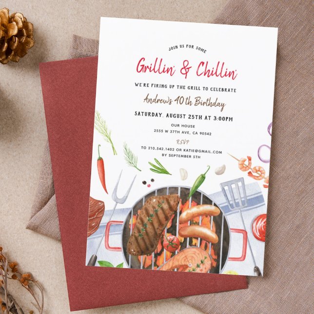 Invitación Partido de cumpleaños Grill & Chill BBQ Backyard (Subido por el creador)