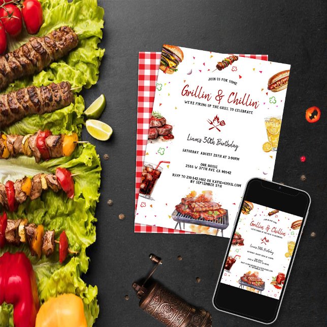 Invitación Partido de cumpleaños Grill & Chill BBQ Backyard (Subido por el creador)