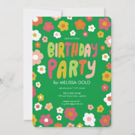 Invitación PARTIDO DE CUMPLEAÑOS Groovy Daisies PERSONALIZADO