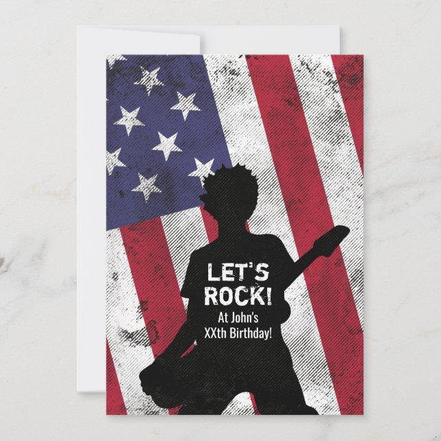 Invitación Partido de cumpleaños Grunge de la guitarra estrel (Anverso)