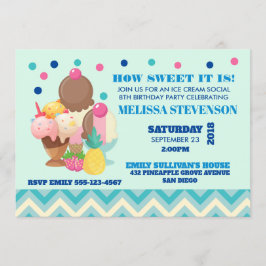 Invitación Partido de Cumpleaños Ice Cream Social