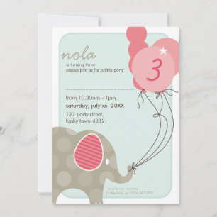 Invitación PARTIDO DE CUMPLEAÑOS INVITA :: elefante + globos 