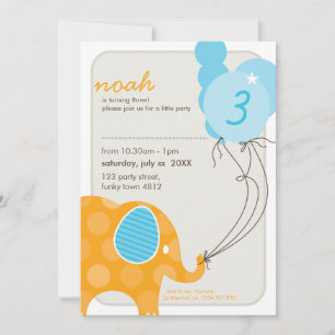 Invitación PARTIDO DE CUMPLEAÑOS INVITA :: elefante + globos 