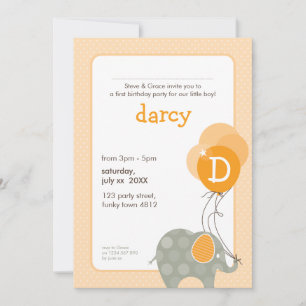 Invitación PARTIDO DE CUMPLEAÑOS INVITA :: elefante + globos 