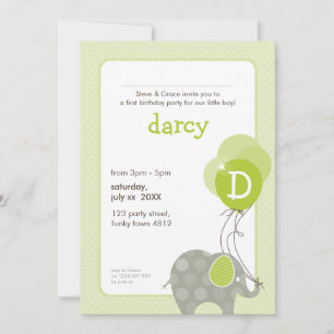 Invitación PARTIDO DE CUMPLEAÑOS INVITA :: elefante + globos 