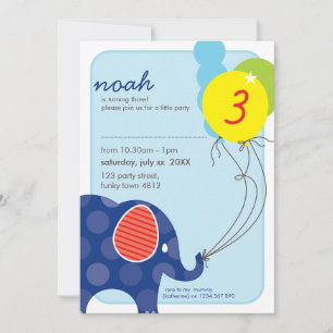 Invitación PARTIDO DE CUMPLEAÑOS INVITA :: elefante + globos 