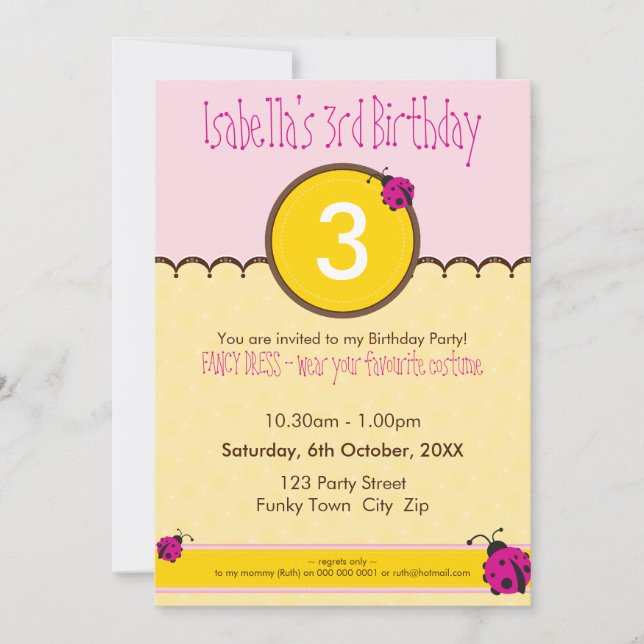 Invitación PARTIDO DE CUMPLEAÑOS INVITA :: ladybird 1P (Anverso)