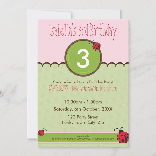 Invitación PARTIDO DE CUMPLEAÑOS INVITA :: ladybird 4P (Anverso)