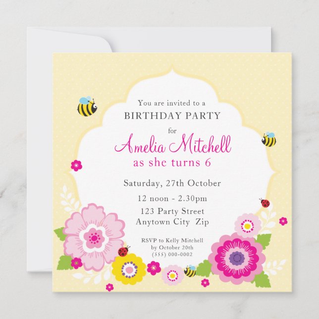 Invitación PARTIDO DE CUMPLEAÑOS INVITA :: Tema 1 del jardín (Anverso)
