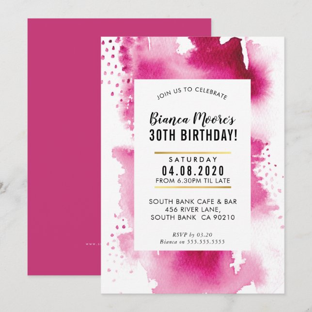 Invitación PARTIDO DE CUMPLEAÑOS INVITAR a las acuarelas mode (Anverso / Reverso)