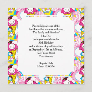 Invitación Partido de Cumpleaños Kawaii Ice Cream Uber Cute