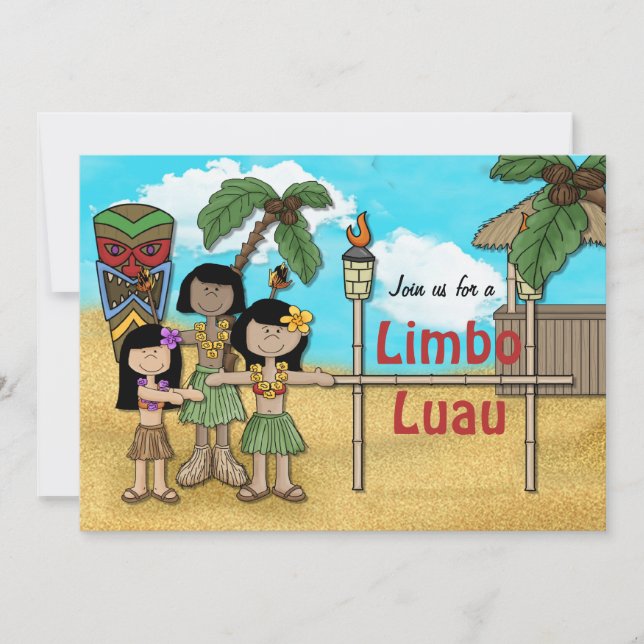 Invitación Partido de Cumpleaños Limbo Luau (Anverso)