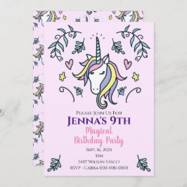 Invitación Partido de Cumpleaños Mágico de Unicornio