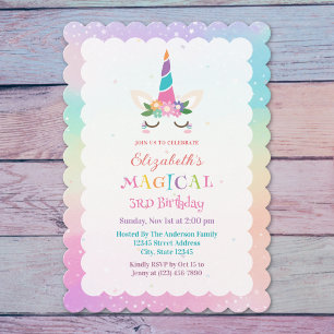 Invitación Partido de Cumpleaños Magnífico del Arcoiris de Un