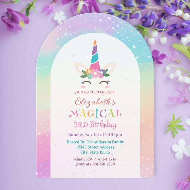 Invitación Partido de Cumpleaños Magnífico del Arcoiris de Un (Subido por el creador)