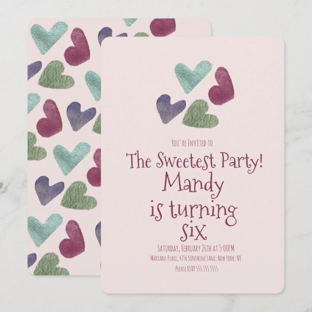 Invitación Partido de Cumpleaños Metálico del Corazón día de  (Anverso / Reverso)
