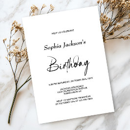 Invitación Partido de cumpleaños Minimalista moderno