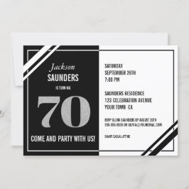 Invitación Partido de Cumpleaños Moderno Blanco y Negro 70