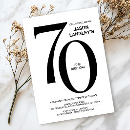 Invitación Partido de Cumpleaños Moderno Blanco y Negro 70