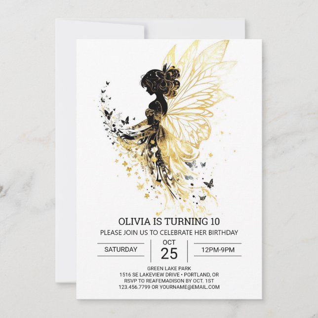 Invitación Partido de Cumpleaños Moderno Fairycore (Anverso)