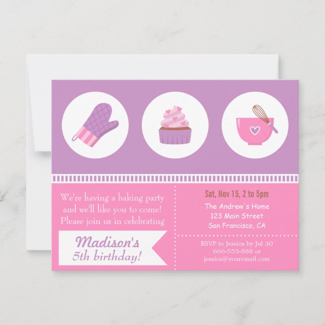 Invitación Partido de cumpleaños Morado de Morado Pescado de  (Anverso)