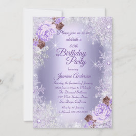 Invitación Partido de Cumpleaños Morple Floral Winter Wonderl