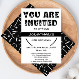 Invitación Partido de cumpleaños Ninja Kid Warrior Silhouette