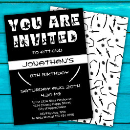 Invitación Partido de cumpleaños Ninja Kid Warrior Silhouette