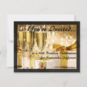 Invitación Partido de cumpleaños número 50 de Gilded Bubbly