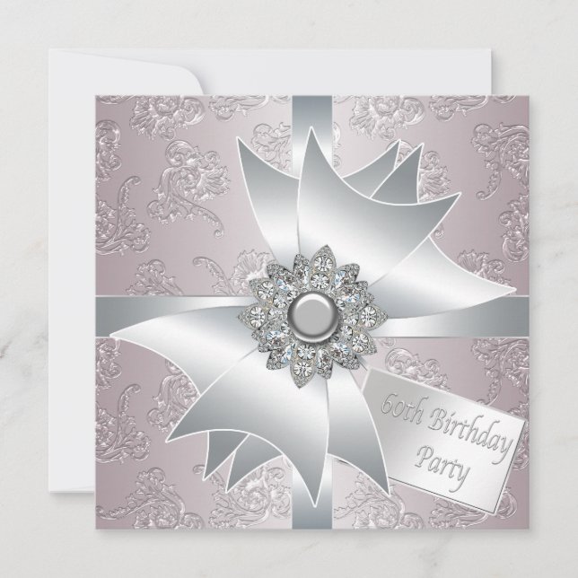 Invitación Partido de cumpleaños número 60 de mujeres con dia (Anverso)