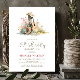 Invitación Partido de cumpleaños número 90 de Rustic Country