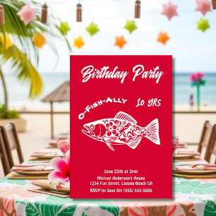 Invitación Partido de Cumpleaños-O-Fish-aliado Hawaiian Cherr