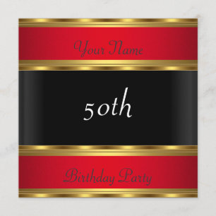 Invitación Partido de Cumpleaños Oro Negro Rojo