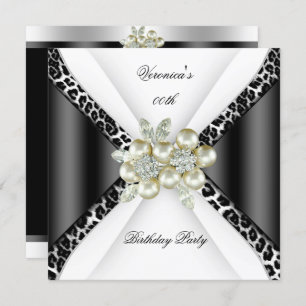 Invitación Partido de cumpleaños Pearl del Leopardo Blanco Gr