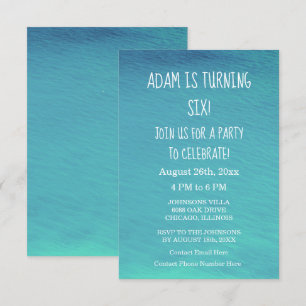 Invitación Partido de Cumpleaños Personalizado de Agua Azul B