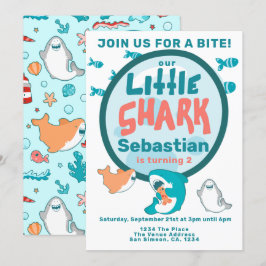 Invitación Partido de cumpleaños personalizado de los tiburon