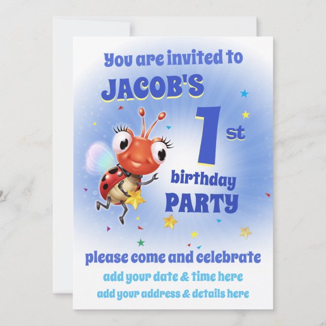 Invitación Partido de Cumpleaños personalizado invita a niño  (Reverso)