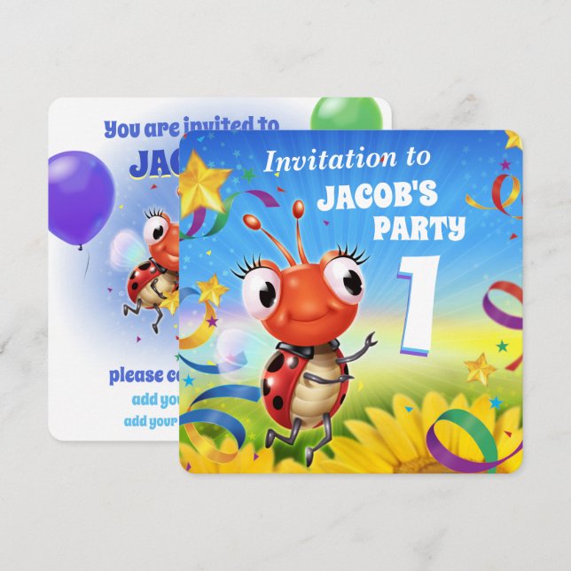 Invitación Partido de Cumpleaños personalizado invita a niño  (Anverso / Reverso)