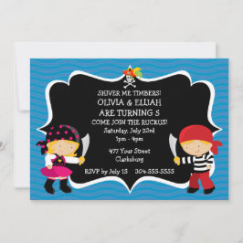 Invitación Partido de cumpleaños pirata de Chica de niños gem